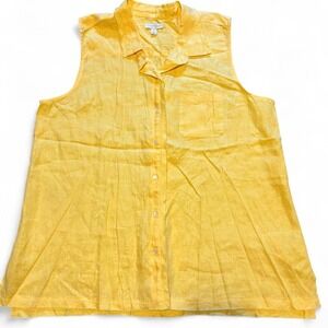 Linen Charter Club yellow button up shirt